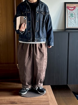 「アイテム（チノパンツ）」を使った、善さん（レディース・152cm）の冬コーディネート