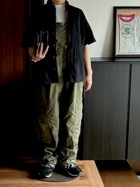 「Alpha Industries（アルファインダストリーズ）のアイテム（サロペット/オーバーオール）」を使った、善さん（レディース・152cm）の夏コーディネート