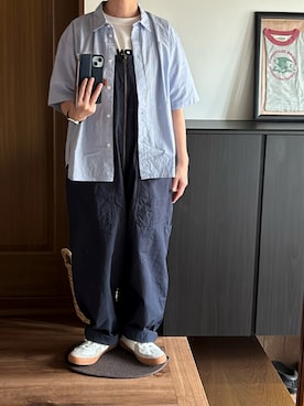 「低身長」｜「アイテム（オールインワン・サロペット）」を使った、善さん（レディース・152cm）の夏コーディネート