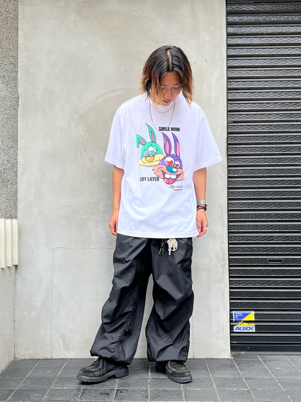 「シンプル、ストリート、リラックススタイル、ootd、シンプルコーデ、シャツスタイル、低身長、いいね、save、フォローお願いします🤑、真夏のアクティブスタイル」｜「WHITELANDのWHITELAND/ホワイトランド/TOW FACE TEE/トゥーフェイスティー（Tシャツ/カットソー、ホワイト系）」を使った、keitaさん（メンズ・170cm）の夏コーディネートの1枚目の写真