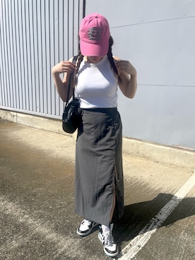 「アイテム（タンクトップ）」を使った、hさん（レディース・155cm）の夏コーディネート