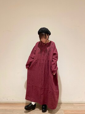 ワンピース レッド 赤色系 リネン 麻 コーディネート Zozotown