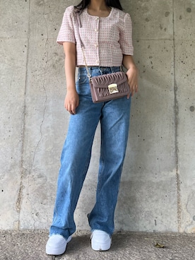 「ショート丈トップス」｜「アイテム（スニーカー）」を使った、になさん（レディース・152cm）の秋コーディネート