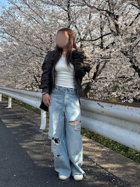 「MOUSSY（マウジー）のアイテム（ジャケット/アウター）」を使った、になさん（レディース・152cm）の春コーディネート