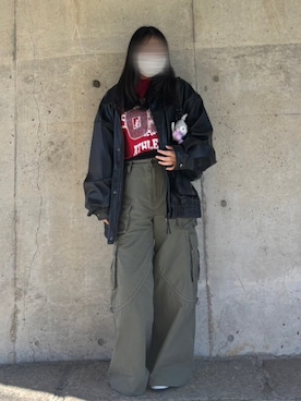 「アイテム（ライダースジャケット）」を使った、になさん（レディース・152cm）の冬コーディネート