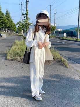 「GRL（グレイル）のアイテム（ハット）」を使った、na na.さん（レディース・159cm）の春コーディネート
