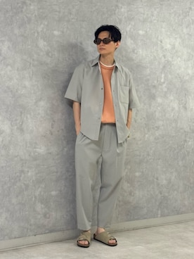 「BIRKENSTOCK（ビルケンシュトック）のアイテム」を使った、赤羅（akara）さん（メンズ・170cm）の夏コーディネート