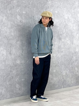 「RACAL（ラカル）のアイテム（ハンチング/ベレー帽）」を使った、赤羅（akara）さん（メンズ・170cm）の秋コーディネート