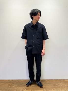 「アイテム（モカシン/デッキシューズ、ブルー系）」を使った、赤羅（akara）さん（メンズ・170cm）の冬コーディネート
