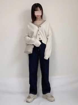 「ショート丈カーディガン」｜「UNIQLO（ユニクロ）のアイテム」を使った、KANONさん（レディース・154cm）の秋コーディネート