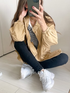 「JUNOAH（ジュノア）のアイテム（ブルゾン）」を使った、uki0315さん（レディース・166cm）の秋コーディネート