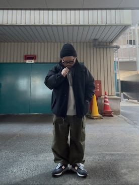 「アイテム（ナイロンジャケット）」を使った、AИDYさん（メンズ・165cm）の秋コーディネート