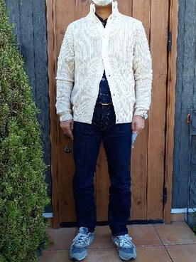 カーディガン ボレロを使った リジッドデニム のメンズ人気ファッションコーディネート Wear