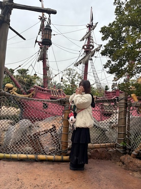 「アイテム（ブルゾン、ベージュ系）」を使った、ゆゆさん（レディース・159cm）の冬コーディネート