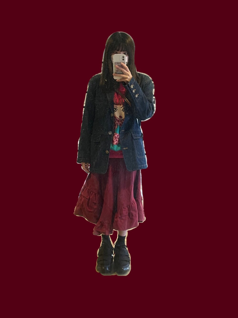 「古着、古着MIX、古着女子、矢沢あい、ootd、00s」｜「MIKIO SAKABEのアイテム（スニーカー、ブラック系）」を使った、きんつばさん（レディース・153cm）の秋コーディネートの1枚目の写真