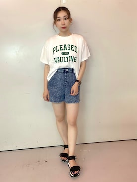 「接触冷感パンツ」｜ シマシマさん（レディース・152cm）の夏コーディネート