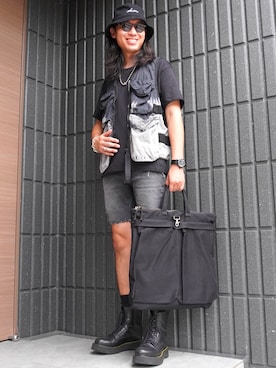 「アイテム（帽子）」を使った、𝕄𝔸𝕊𝔸さん（メンズ・174cm）の秋コーディネート