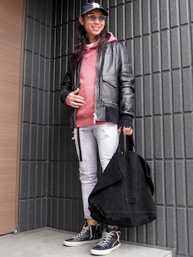 ãSEVEN BY SEVENïŒã»ãã³ãã€ã»ãã³ïŒã®SEVEN BY SEVEN/ã»ãã³ ã〠ã»ãã³ LEATHER TOTE BAG ã¬ã¶ãŒããŒãããã¯ïŒããŒãããã°ããã©ãã¯ç³»ïŒãã䜿ã£ããððžððžããïŒã¡ã³ãºã»174cmïŒã®æ¥ã³ãŒãã£ããŒã