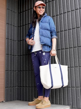 「アイテム（ダウンベスト）」を使った、𝕄𝔸𝕊𝔸さん（メンズ・174cm）の春コーディネート