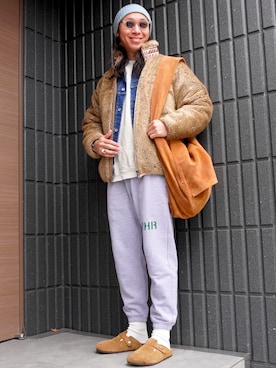 「アイテム（スウェット）」を使った、𝕄𝔸𝕊𝔸さん（メンズ・174cm・30代）の冬コーディネート