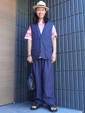 「アイテム（バッグ）」を使った、𝕄𝔸𝕊𝔸さん（メンズ・174cm）の夏コーディネート