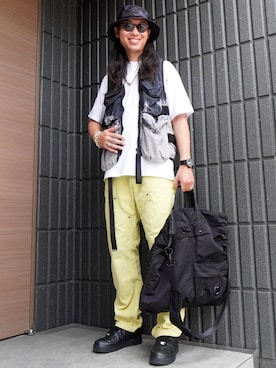 「A-COLD-WALL*(アコールドウォール)のアイテム(帽子)」を使った、𝕄𝔸𝕊𝔸さん(メンズ・174cm)の夏コーディネート