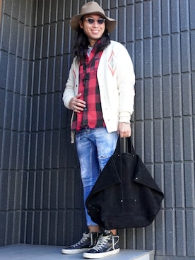 「TMT（ティーエムティー）のアイテム」を使った、𝕄𝔸𝕊𝔸さん（メンズ・174cm）の冬コーディネート