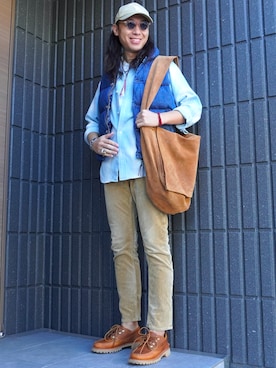 「アイテム（ダウンベスト）」を使った、𝕄𝔸𝕊𝔸さん（メンズ・174cm）の冬コーディネート