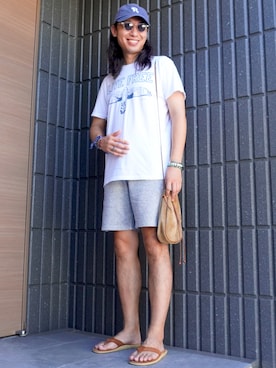「アイテム（スウェットパンツ）」を使った、𝕄𝔸𝕊𝔸さん（メンズ・174cm）の夏コーディネート
