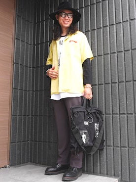 「アイテム（メガネ）」を使った、𝕄𝔸𝕊𝔸さん（メンズ・174cm）の秋コーディネート