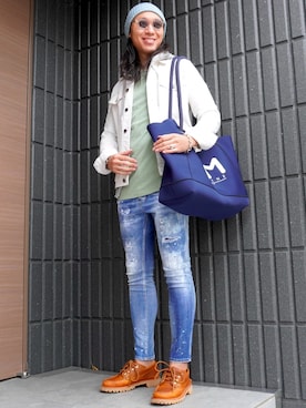 「アイテム（デニムジャケット）」を使った、𝕄𝔸𝕊𝔸さん（メンズ・174cm・30代）の秋コーディネート