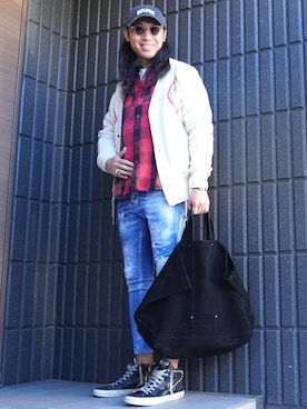 「TMT（ティーエムティー）のアイテム」を使った、𝕄𝔸𝕊𝔸さん（メンズ・174cm）の冬コーディネート