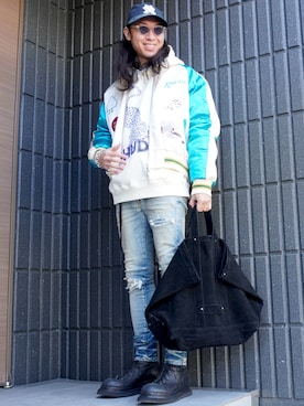 「KAMIYA（カミヤ）のアイテム」を使った、𝕄𝔸𝕊𝔸さん（メンズ・174cm）の冬コーディネート