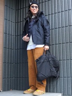 「アイテム（トートバッグ）」を使った、𝕄𝔸𝕊𝔸さん（メンズ・174cm・30代）の冬コーディネート