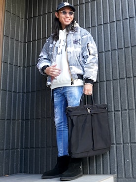 「アイテム（MA-1）」を使った、𝕄𝔸𝕊𝔸さん（メンズ・174cm）の冬コーディネート