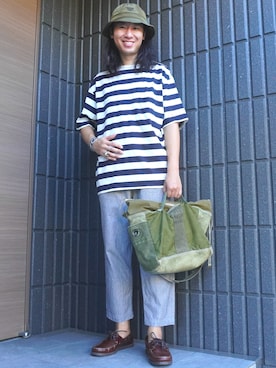 「アイテム（モカシン/デッキシューズ）」を使った、𝕄𝔸𝕊𝔸さん（メンズ・174cm・30代）の夏コーディネート