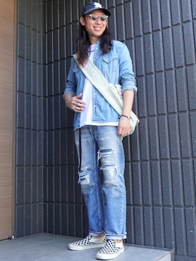 ãTMTïŒãã£ãŒãšã ãã£ãŒïŒã®SOFT DENIM 5P STRAIGHT(DAMEGE)ïŒDenim pantsããã«ãŒç³»ïŒãã䜿ã£ããððžððžããïŒã¡ã³ãºã»174cmïŒã®æ¥ã³ãŒãã£ããŒã