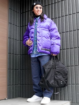 「KAMIYA（カミヤ）のアイテム」を使った、𝕄𝔸𝕊𝔸さん（メンズ・174cm）の冬コーディネート