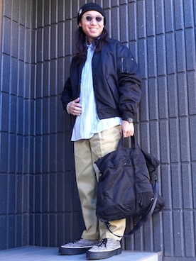 「KAMIYA（カミヤ）のアイテム」を使った、𝕄𝔸𝕊𝔸さん（メンズ・174cm）の冬コーディネート