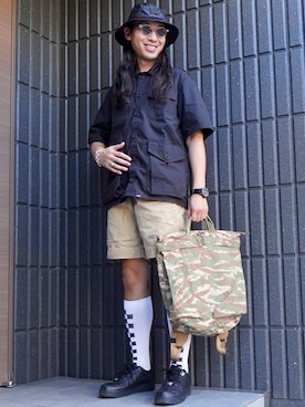 「F/CE. （エフシーイー）のアイテム（バッグ）」を使った、室井 雅光さん（メンズ・174cm）の夏コーディネート