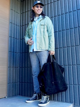 「アイテム（スウェットパンツ）」を使った、𝕄𝔸𝕊𝔸さん（メンズ・174cm・30代）の秋コーディネート