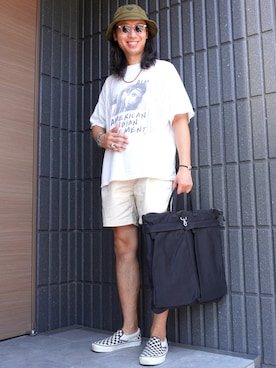 「アイテム（スリッポン）」を使った、𝕄𝔸𝕊𝔸さん（メンズ・174cm）の夏コーディネート