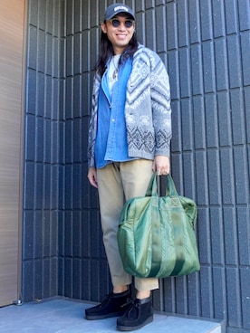 「アイテム（モカシン/デッキシューズ）」を使った、𝕄𝔸𝕊𝔸さん（メンズ・174cm）の冬コーディネート