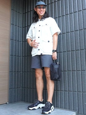 「アイテム（シャツ/ブラウス）」を使った、𝕄𝔸𝕊𝔸さん（メンズ・174cm・30代）の夏コーディネート