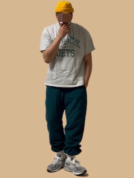 「993」｜「アイテム（帽子）」を使った、TEEさん（メンズ・182cm）の夏コーディネート