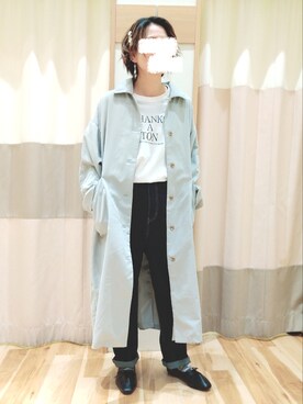 「Samansa Mos2 blue（サマンサモスモスブルー）のアイテム（ステンカラーコート）」を使った、HARUさん（レディース・156cm）の春コーディネート