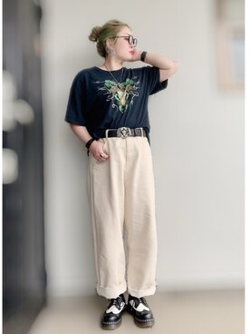 メガネを使った 古着女子 の人気ファッションコーディネート Wear