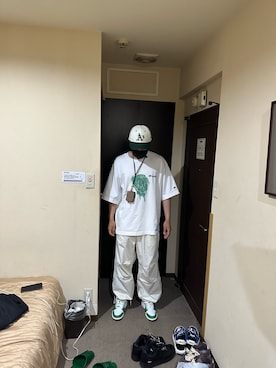 「BTS」｜とんとんさん（メンズ・175cm）の夏コーディネート