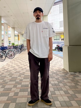 「AVIREX（アヴィレックス）のアイテム（ハンチング/ベレー帽）」を使った、タイチさん（メンズ・178cm）の春コーディネート
