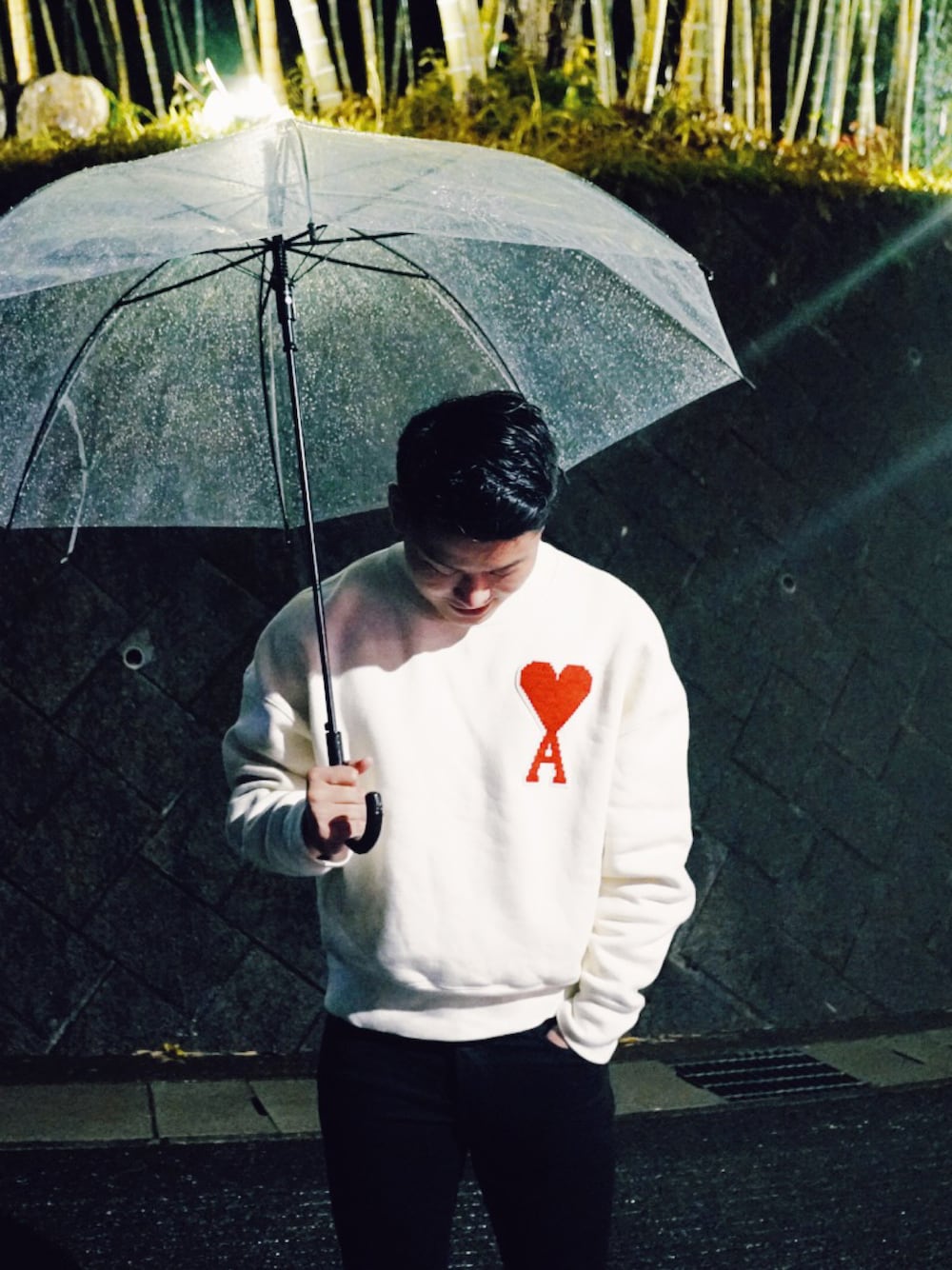 「amialexandremattiussi、amiparis、ユニクロ」｜「AMI Alexandre Mattiussiのアイテム（ニット/セーター、ホワイト系）」を使った、GAIさん（メンズ・172cm）の冬コーディネートの1枚目の写真